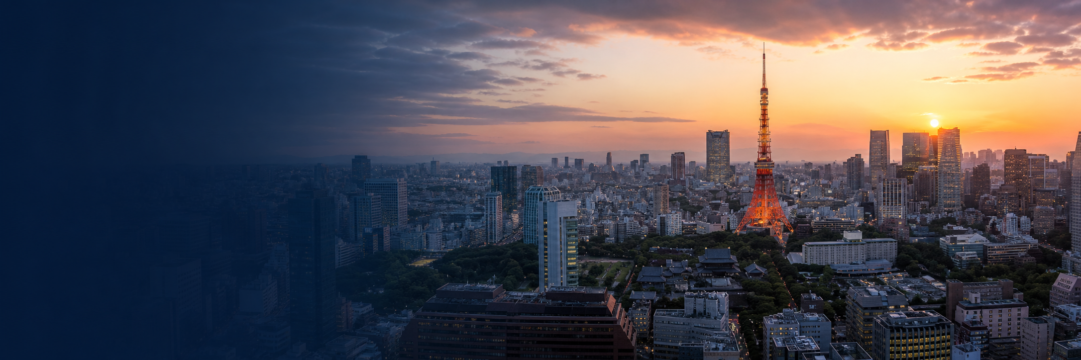 Tokyo skyline at sunset
